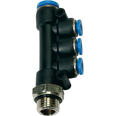Riegler T-Mehrfachverteiler »Blaue Serie«, drehbar, G 3/8 außen, Ø 4x8