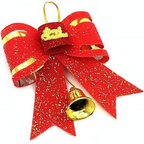 Ribbon - Noeud Décoratif Pour Arbre De Noël - PVC Rouge Et Or - Fête De Fin D Année - Lot De 1 (1/4)