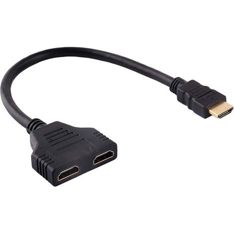 Répartiteur de Câble HDMI 1080p HDMI Mâle à Double HDMI Femelle 1 à 2 Voies Câble Adaptateur Séparateur pour TV HD, Moniteur LCD et Projecteurs (1/4)