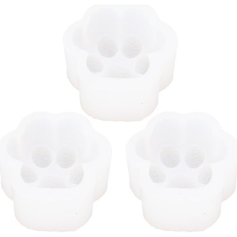 Lot de 3 moules en silicone en forme de patte de chat. Moule en silicone haute élasticité, idéal pour la pâtisserie, la création de colliers et de porte-clés. (1/5)