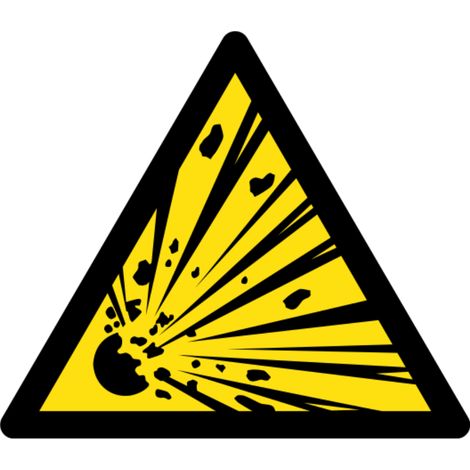 Panneau de signalisation danger matières explosives ISO 7010 W002 - Materiel: Aluminum - Taille: 140mm (triangle)