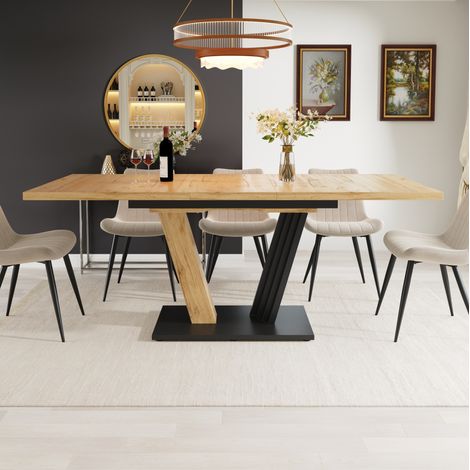Tavolo allungabile 120/160 x 80 x 76 cm in MDF e metallo effetto legno DESVIAE (1/5)