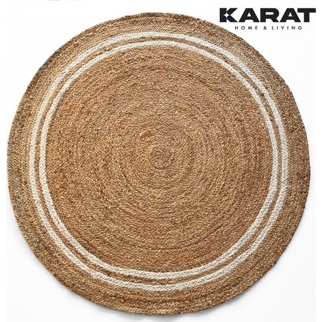 Jute-Teppich Mumbai Rund Handgewebt Aus Naturfasern 90 x 90 cm