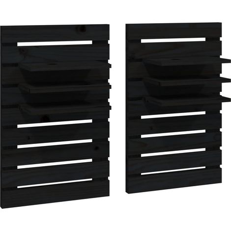 Maison Exclusive - Mensole da Letto a Parete 2 pz Nero Legno Massello di Pino