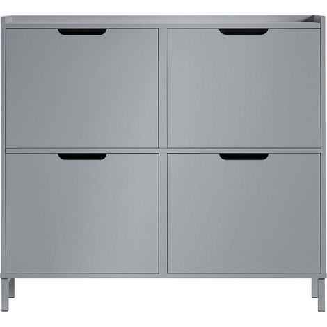 SoBuy Scarpiera Slim da Ingresso con 4 ante e 4 scomparti Salvaspazio 100x19x91 cm Grigio FSR100-HG (1/5)