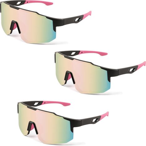 Lunettes De VTT - Lunettes De Sport Avec Protection UV400 - Vision Panoramique - Convient Hommes Et Femmes - En Plastique - Lot De 3 (1/5)