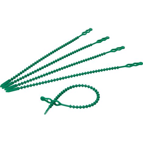 Lot de 50 serre-câbles verts réutilisables pour jardin - Longueur 23,5 cm - 356823032