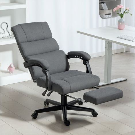 Silla de oficina acolchada efecto terciopelo gris oscuro, regulable y giratoria (1/5)