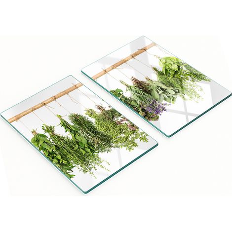 Tablas decorativas de vidrio para cortar y servir con diseño de hierbas aromáticas, 2x40x52 cm. (1/5)