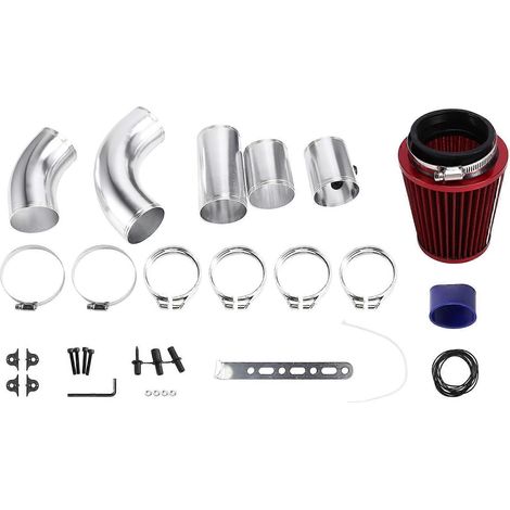 Compatible avec le kit de tuyauterie du système d'admission d'air froid GM 76 mm, le système de filtre à air froid turbo à passage direct, rouge. (1/5)