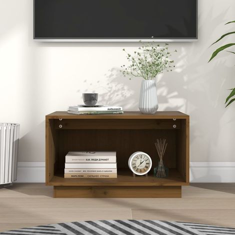 Meuble TV Marron miel 60x35x35 cm Bois de pin massif (1/5)