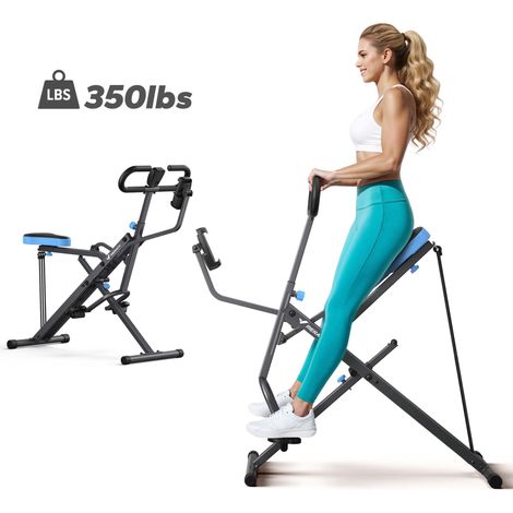 Machine à Squat et Rameur, Résistance Réglable, Pliable, 160 kg, Écran LCD, Support de Téléphone, Pour Abdos/Jambes/Dos, Gris, MERACH