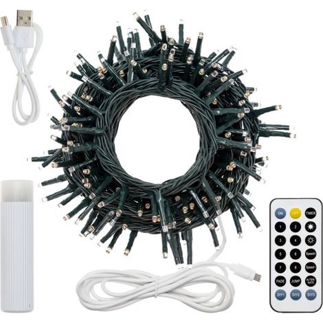 Catena lineare di luci miniled bianco caldo Ø 3 mm con telecomando per decorazioni natalizie -200 miniled - 10 m (1/2)