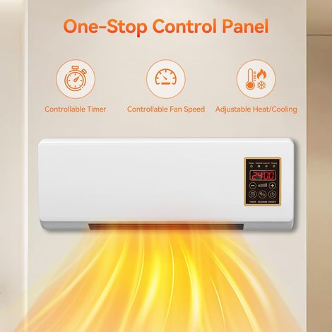 Securex tragbare Heizung, 1800W PTC Wandheizung, heizt schnell in 3 Minuten auf, Thermostat einstellbar von 16 bis 40°C, leise und sicher, für Schlafzimmer, Flure und trockene Räume in der Nähe von Ba (1/5)