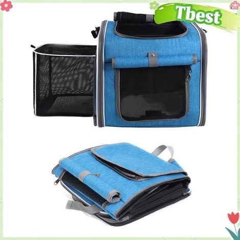 Tbest sac à dos de transport de vélo pour chien Panier de vélo pour chien, coque souple extensible animalerie transport Bleue (1/5)