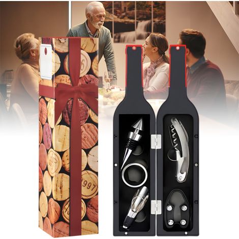 1 juego de regalo de accesorios para vino, sacacorchos resistente, abridor de botellas fácil, tapón hermético, kit de degustación (1/5)