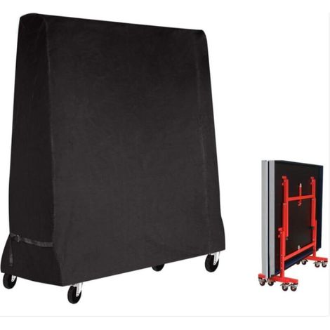 Housse de mobilier de jardin imperméable noire 201D, 165 x 70 x 185 cm, pour tables de ping-pong d'extérieur.