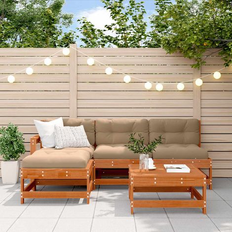 Garten-Lounge-Set 5 pcs Wachsbraun Massives Kiefernholz (1/5)