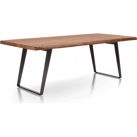 Tavolo da interno 200x100 cm con piano in legno di acacia e gambe in metallo Bluter (1/2)