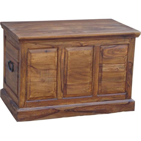 Ganga Panel Box Small - Sheesham Wood - L50 x W90 x H60 cm - Honey Dark Finish