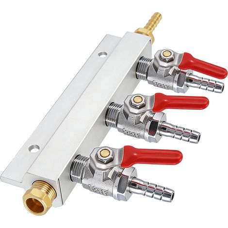 Divisor de gas metálico práctico para instalaciones - 3 conexiones