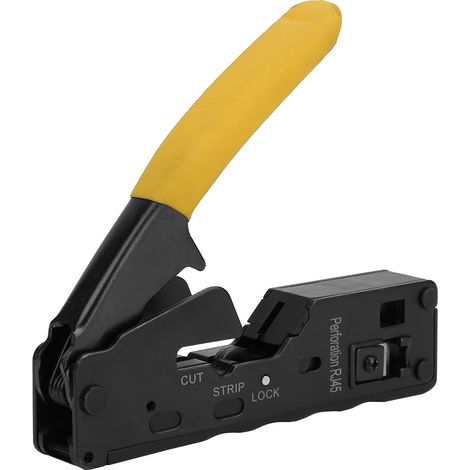 Pince à sertir, dénudeuse et coupe-câbles réseau multifonctionnelle 6P8P avec tête de sertissage en cristal (jaune) (1/5)