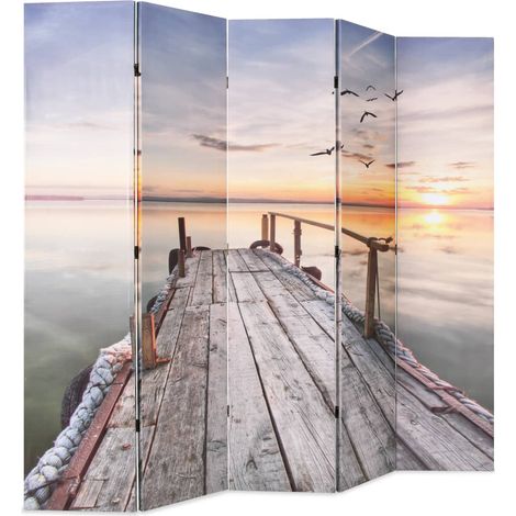 Divisorio Ambienti Divider per stanze Paravento Pieghevole 200x170 cm Stampa Lago (1/3)