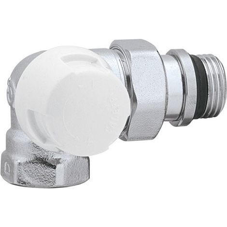 Vanne thermostatique à double équerre pour tube en fer version gauche en laiton chromé - Caleffi