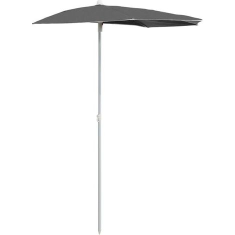 Parasol de jardin demi-hauteur, avec mât, 180 x 90 cm, gris anthracite (1/5)