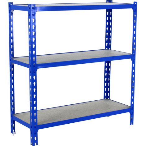 SimonRack Scaffale Portaoggetti, 900x1200x300 mm, 3 Ripiani in Legno, Portata 200 kg per Ripiano, Scaffale da Garage, Blu/Legno – Maderclick
