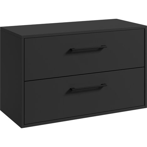 Badplaats Sottolavabo Florence 80 x 46 cm – Nero Opaco – Mobile Sospeso