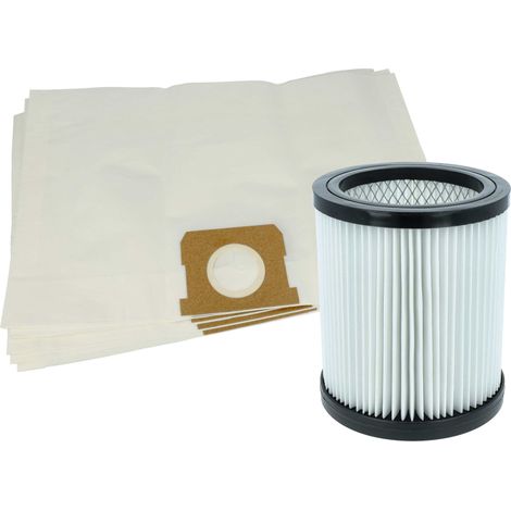 vhbw Lot de sacs (papier) + filtre avec 6 pièces compatible avec Parkside PWD25 B3, PWD30 A1, PWD20 A1, PWD20 B2, PWD25 A1, PWD25 A2 aspirateur