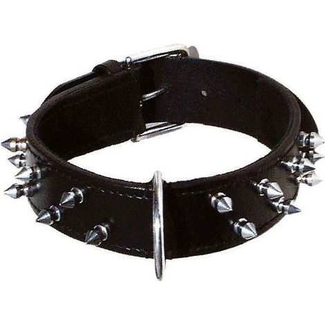 Collare in similpelle nero con borchiette metalliche Modello Rock per cani: Collare nero 55 x 3,7 cm