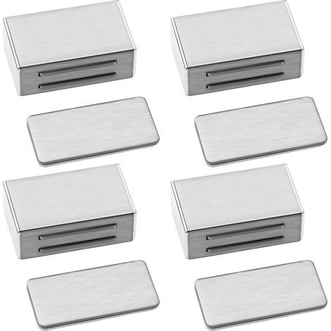 CCYKXA Powerful Cupboard Door Magnet, Magnetic Catch, Cupboard Door Magnet, Cabinet Magnets, Drawer Magnet, for Cabinet Doors, Doors, Balcony Drawers, Furniture(4 Pieces Silver)