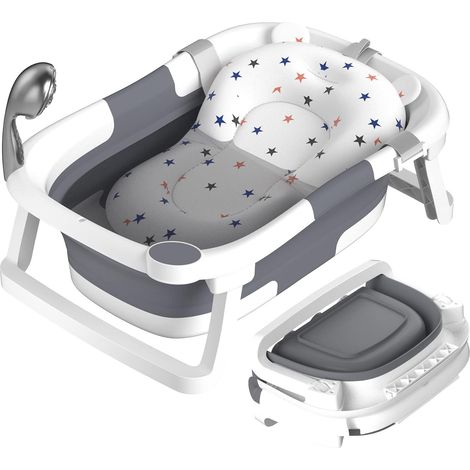Baignoire pliable bébé antidérapante, baignoire portable enfant, bassin pliant avec support sécurisé pour toilette quotidienne (1/5)