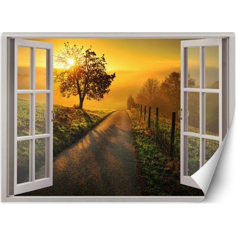 Papier peint mural, Vue depuis la fenêtre, paysage coucher de soleil - 140x100 (1/5)