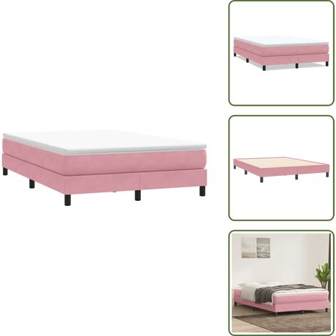Letto in velluto - vidaXL Giroletto a Molle senza Materasso Rosa 160x210 cm in Velluto - Letto con base a doghe