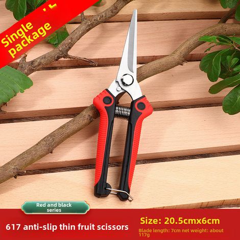 Cisaille élagage fruitier 617 rouge/noir, pour branches et fruits, lame acier trempé, lot vrac, coupe nette (1/5)