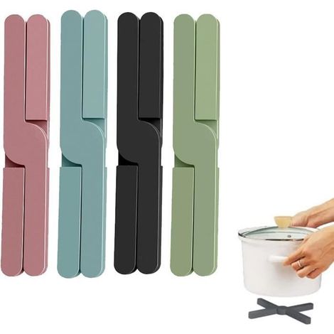 Dessous de plat - Non spécifié - Lot de 4 - Silicone épais - Pliable - 20 cm de diamètre (1/4)