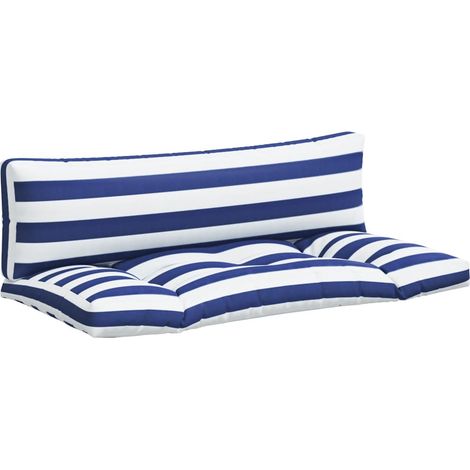 Coussins de palette lot de 2,Coussins d'extérieur rayures bleues/blanches CFW462363 (1/5)