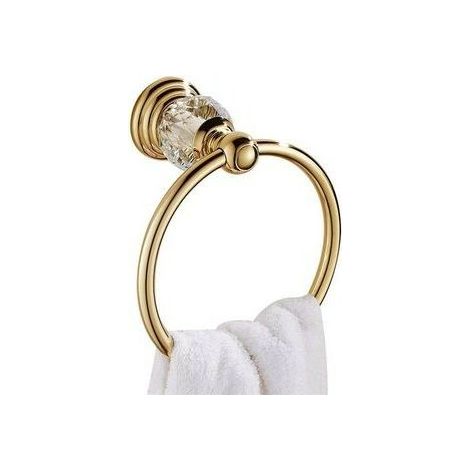 EASYCOMFORT Pendentif de salle de bain en cristal plaqué or, anneau de serviette de salle de bain en acier inoxydable, poinçonné pour salle de bain et cuisine (1/5)