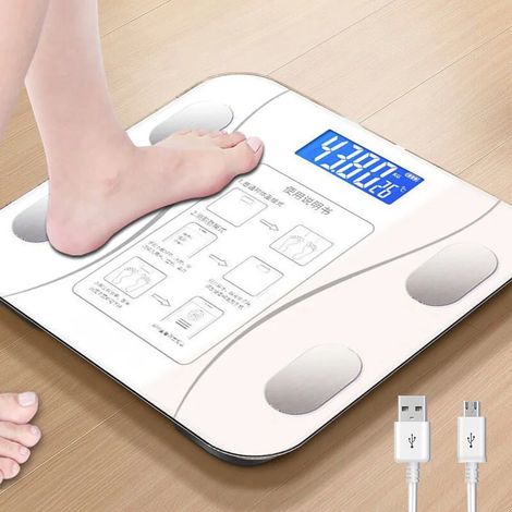 Balance électronique intelligente (blanche), compatible Bluetooth, ultra-haute précision (1/5)