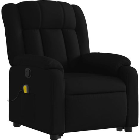 Poltrona relax TV funzione massaggio reclinabile sollevamento elettrico in tessuto nero DEC027056