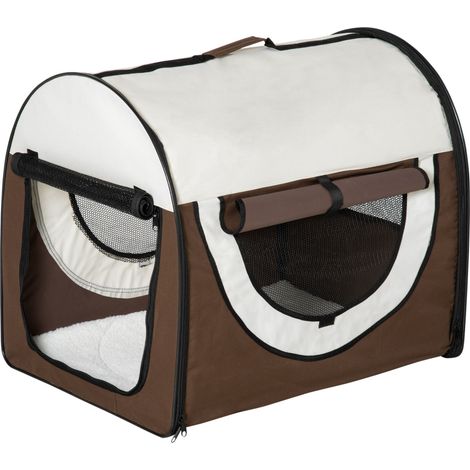 Trasportino per Cani e Gatti Pieghevole 70x51x59 cm in Tessuto Oxford Marrone (1/5)
