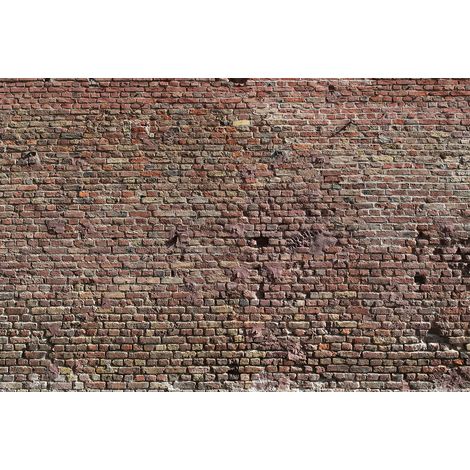 Papier peint panoramique aspect briques rouges | Tapisserie panoramique 3D pour chambre d'ado | Papier peint panoramique moderne - 267 x 400 cm (4 pièces) (1/2)