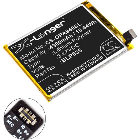 NX - Batterie téléphone, smartphone, GSM pour Oppo 3.87V 4300mAh - BLP835 (1/4)