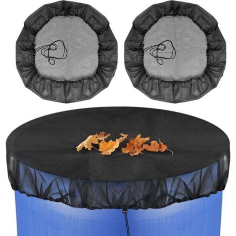 2-teiliges Regentonnen-Netz, verstellbares Eimernetz mit Kordelzug zum Schutz vor Staub, Blättern und Mücken, 80 cm Durchmesser - Crezuo