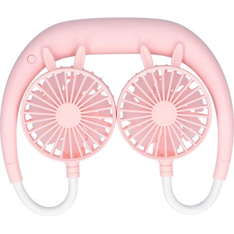 Ventilateur de cou rechargeable par USB, ventilateur électrique portable pour l'extérieur, les voyages, le bureau et la salle de sport (rose) (1/5)