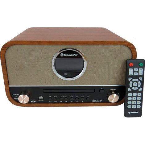 Roadstar HRA1782NDBT Stéréo Vintage, Radio DAB+/FM, Lecteur CD-MP3, Stéréo, Bluetooth, USB Bois (1/5)