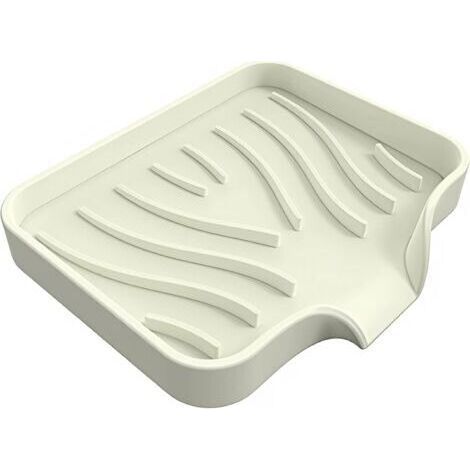 Silicone Soap Box with Drain - Cream Color - Non-Slip - with Drainer - for Bathroom, Kitchen, Shower - Beige (1/5)